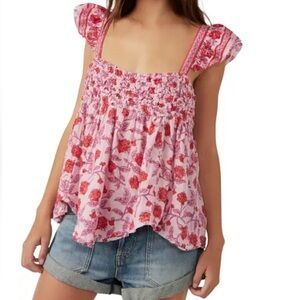 Free people babydoll Floral tank Top